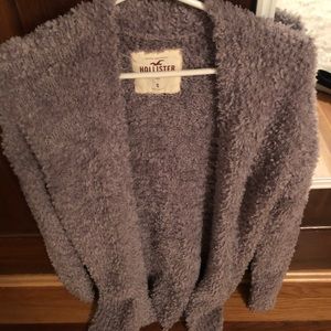 Hollister gray fuzzy cardigan